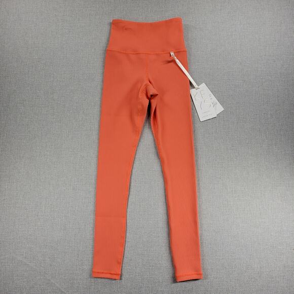 Athleta x Alicia Keys Womens Leggings Size XXS Orange Elation Ribbed Tight NEW - Picture 1 of 15